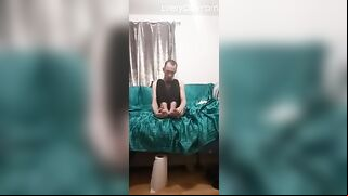 skinny baldy teen wears leggings and puts his legs behind hi head and fingers his ass peter bony - gay video